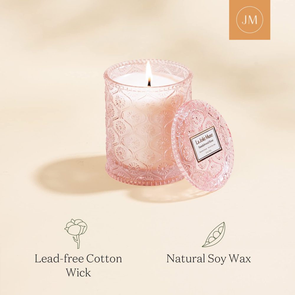 LA Jolie Muse Sandalwood Rose Candle, Scented Candles, Candles Gifts for Women, Natural Soy Candle, 6 oz 40 Hours Burn, Candles for Home Scented - Image 4