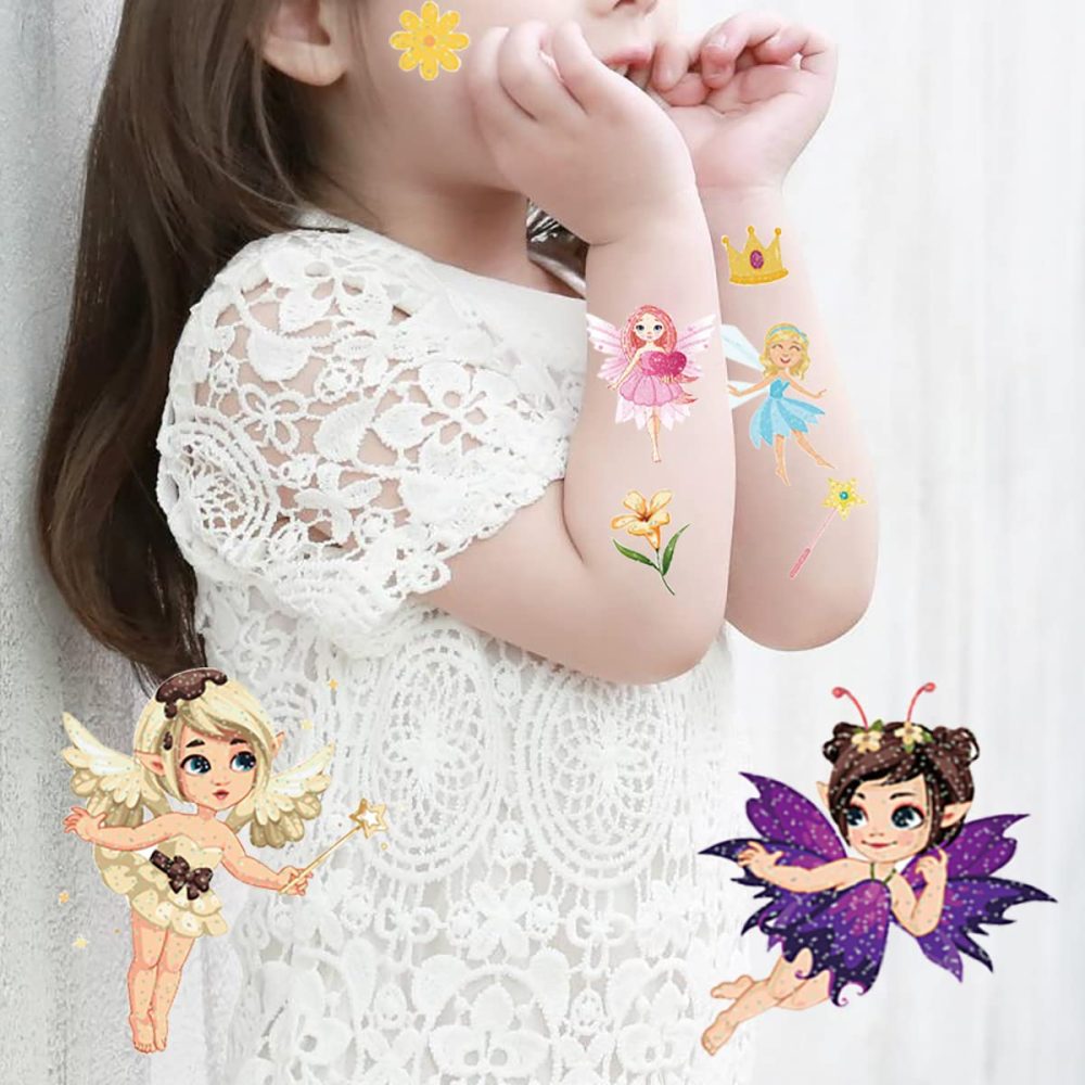 10 Sheets Glitter Fairy Temporary Tattoos for Kids - Girls’ Party Goody Bag Fillers & School Rewards (Fairy) - Image 4