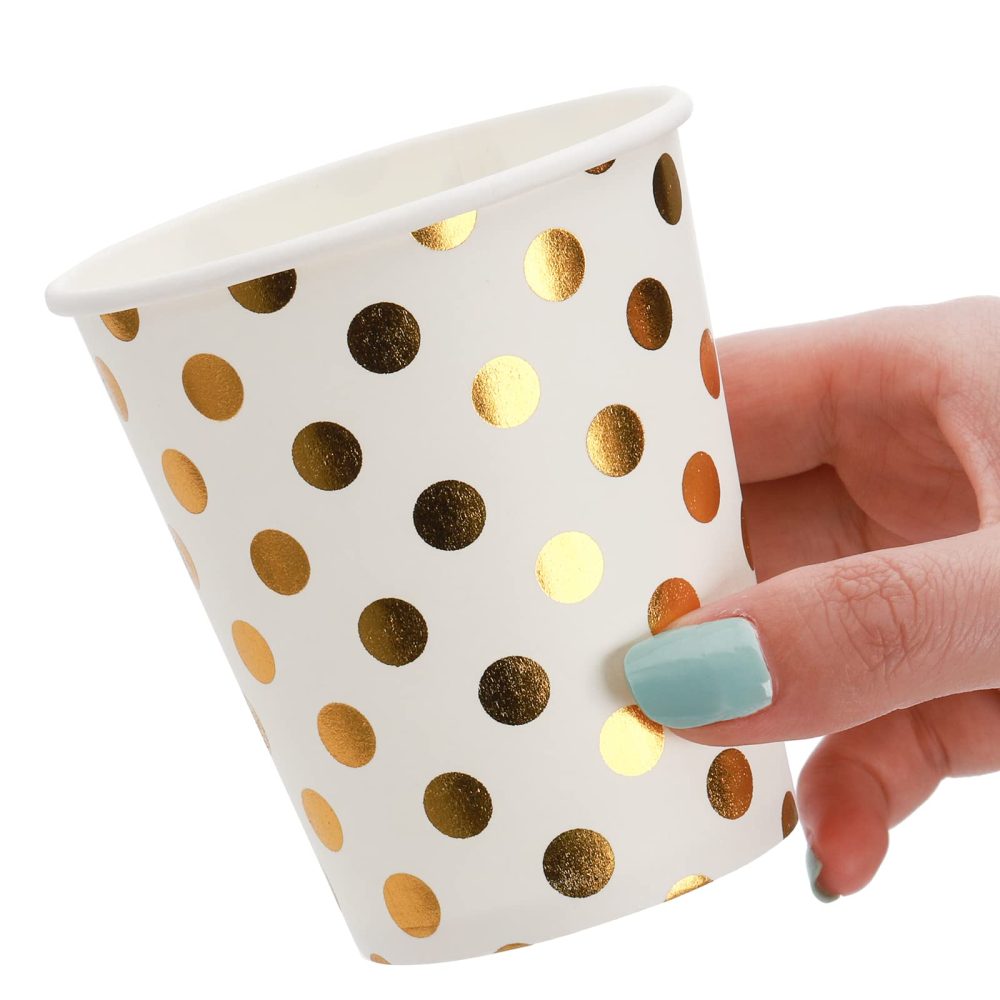Hiceeden 160 Pack Disposable Paper Cups, 8.5 Oz Party Cups Gold Paper Cups for Beverage, Hot/Cold Drinking, Party, Picnic, Travel and Events - Image 5