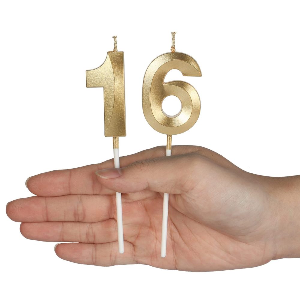 Birthday Candles Number Candles Age Year for Cakes Happy Birthday 3D Designed Wedding Anniversary Party Cake Topper Decorations (Gold, 80) - Image 2