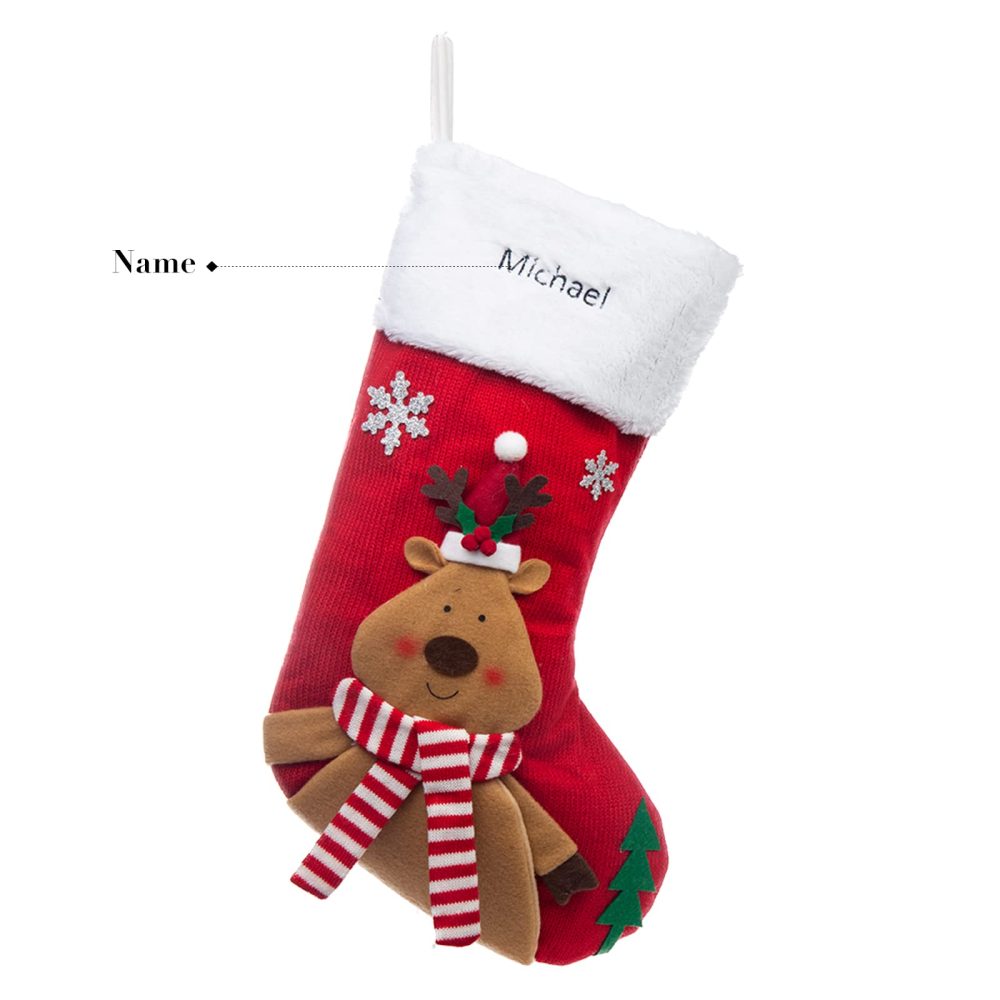 Bycuss Personalized Christmas Stockings,Custom Name Letter Xmas Stockings，Christmas Tree Hangings Bag Fireplace Hanging Stockings，Small Classic Christmas Stockings Party Decoration - Image 3
