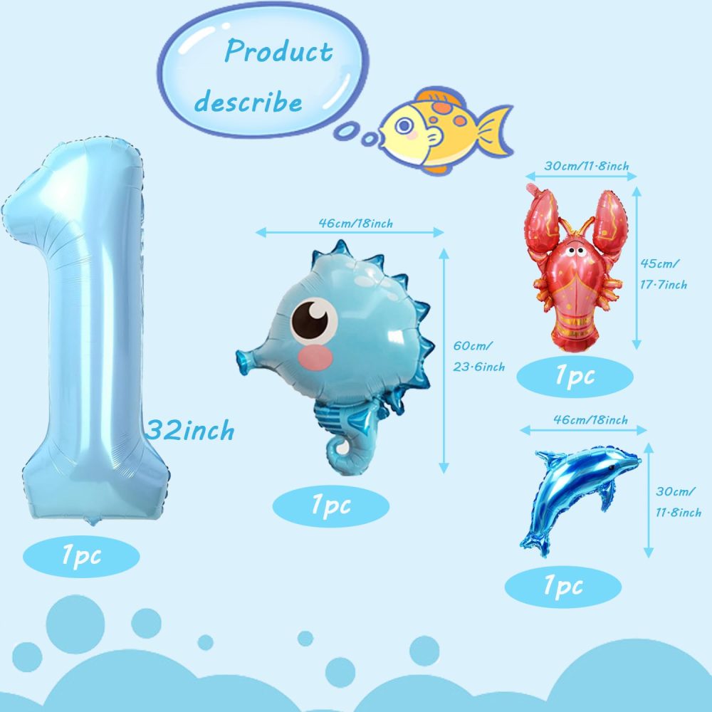 Under The Sea Balloons,Ocean Sea Animal Balloons,1st Birthday Balloons,Seahorse Lobster Dolphin Balloons for Under the Sea Birthday Party Decoration - Image 5