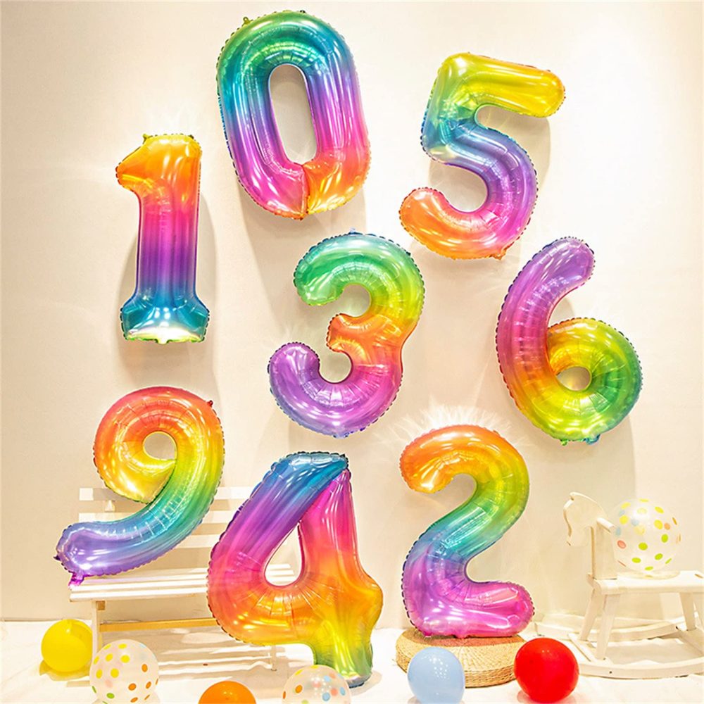 Rainbow Number 8 Balloons, 40 Inch 8th Birthday Foil Gradient Balloon for Girls, Giant Self Inflating Helium Mylar Foil Number Balloons 0-9 for Women 18th 80th Anniversary Party Decorations Supplies - Image 7