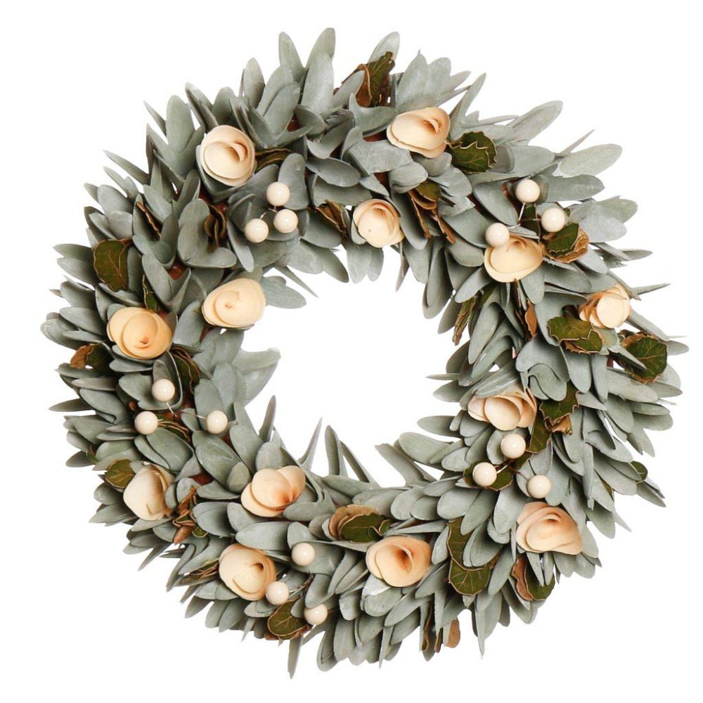 Winter Wreath Large 14" Front Door Wall Hanging Christmas Garland Ornament (Green)