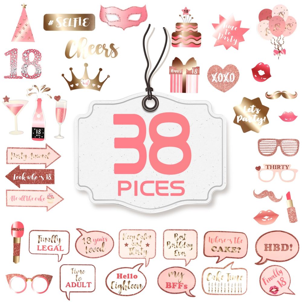 Newthinking 18th Birthday Photo Booth Props, Rose Gold Inflatable Selfie Frame Funny DIY Birthday Party Props for 18th Birthday Party Supplies Decoration - Image 7