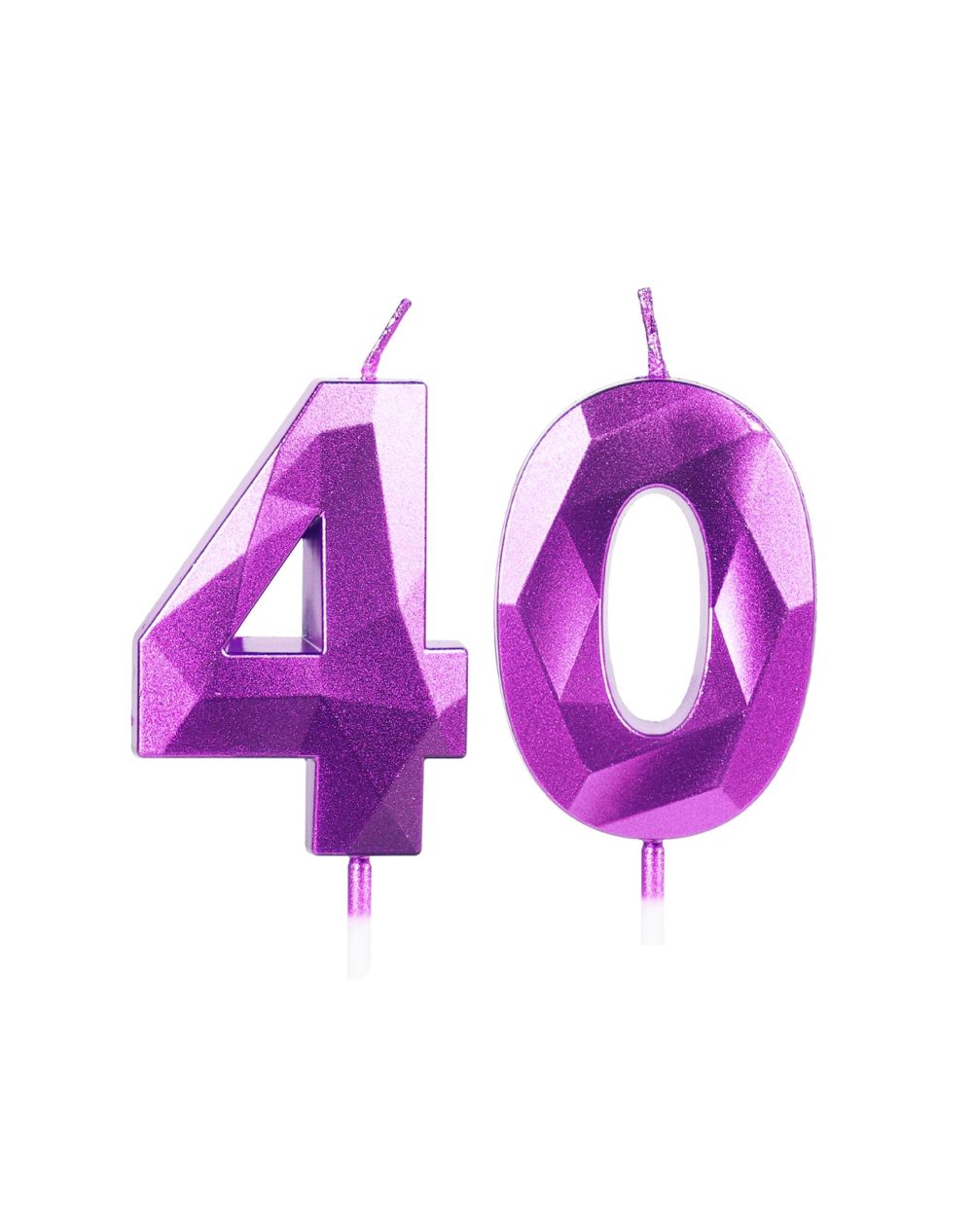 Purple 40th Birthday Candles for Cake, Number 40 Candle for 40th Birthday Decorations, 3D Design Cake Topper Decor for Boy Girl Women Men Birthday Theme Party Weddings Anniversary Celebration Supplies