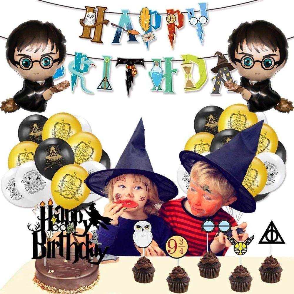 Harry Birthday Party Decorations,Party Supplies Wizard Potter Set -Magical Decoration with Banner, Balloons, Cake Cupcake Topper for Magic Wizard School Fans Birthday Party Favors - Image 4