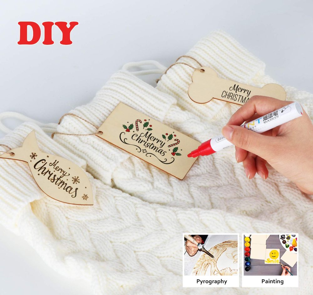 ABSOFINE Christmas Stockings White Knit Christmas Stockings 4 Pack Large Hanging Stockings Decoration… (18 inch) - Image 6