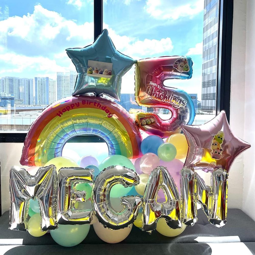Rainbow Balloons Pastel Rainbow Foil Balloons 32" Giant Rainbow Shaped Birthday Balloon for Rainbow Theme Birthday Party Baby Shower Decor 2PCS - Image 3