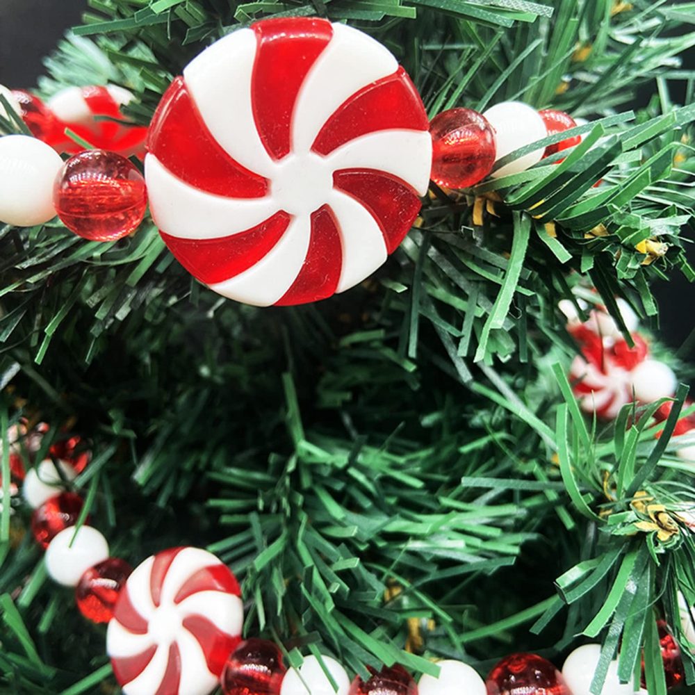 URMAGIC Christmas Candy Garland,8 Ft/2.4m Green Red White Peppermint Candy Bead Garland,DIY Plastic Christmas Beaded Garlands,Christmas Tree Ornaments,Xmas Hanging Decorations for Trees Fireplace - Image 5