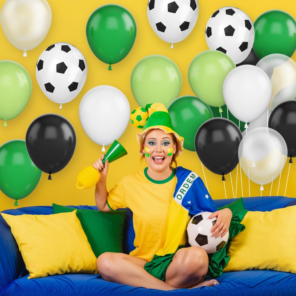 Soccer Birthday Party Balloons, 12 Inch Soccer Printed Balloons Dark Green and Black Balloons Clear Green and White Balloons for Boys Football Soccer Party Sports Anniversary Baby Shower Decorations - Image 5