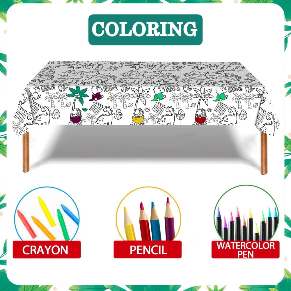Dinosaur Giant Colouring Table Cloth for Kids,137 * 274cm Dinosaur Colouring Poster Tablecloth Colouring Books Table Cover for Girls Boys School Party Poster Educational Doodle Art Activity Game - Image 4
