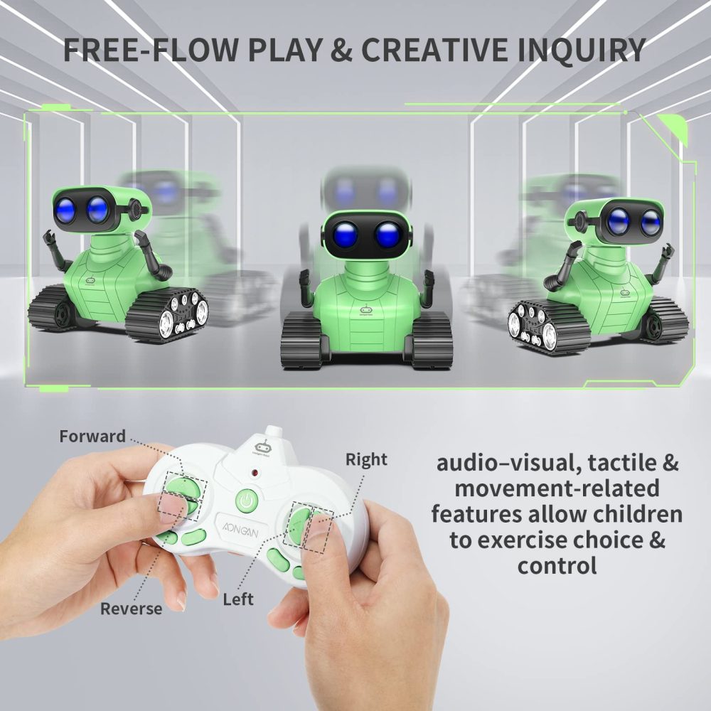 AONGAN RC Robot Toys Rechargeable Robot Toys for Kids Dancing Singing Music LED Eyes Demo Birthday Toy Gifts for Boys and Girls Aged 3-9(Green)… - Image 6