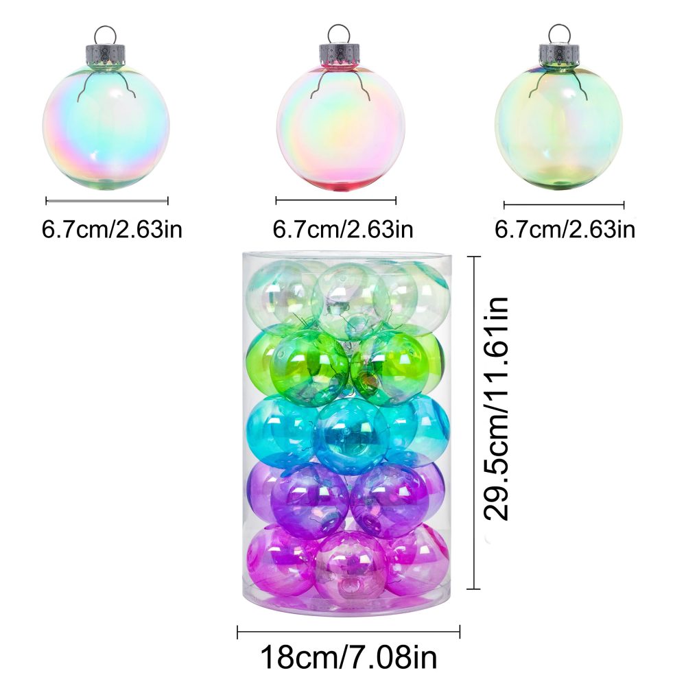 Alyphyly 25Pcs 2.64in Christmas Decoration Balls Shatterproof Colored Transparent Ball for Festival Wedding Home Party Decors Xmas Tree Hanging - Image 4