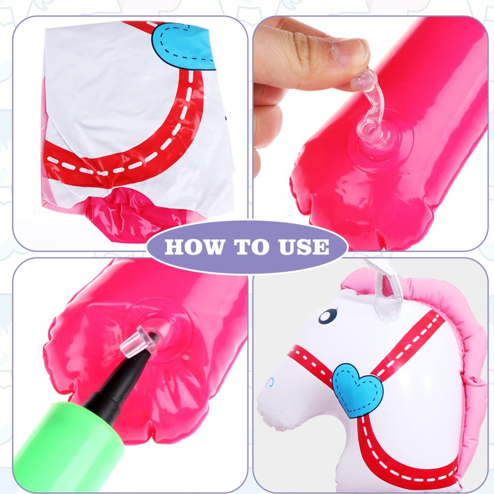 6 Pieces 40in Horse Head Inflatable Sticks Include 3 Pink Inflatable Horse Stick Balloons and 3 Red Inflatable Horse Stick Balloons for Birthday Christmas Theme Parties Home Decoration(2 Style) - Image 6