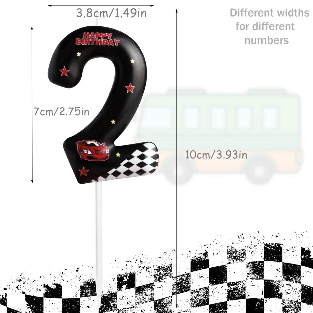 Racing Cars Birthday Candles Number 3 Star Black Racing Cars Traffic Theme 3rd Birthday Party for Girl Boy Birthday Cake Topper Birthday Celebration Anniversary Decorations - Image 7