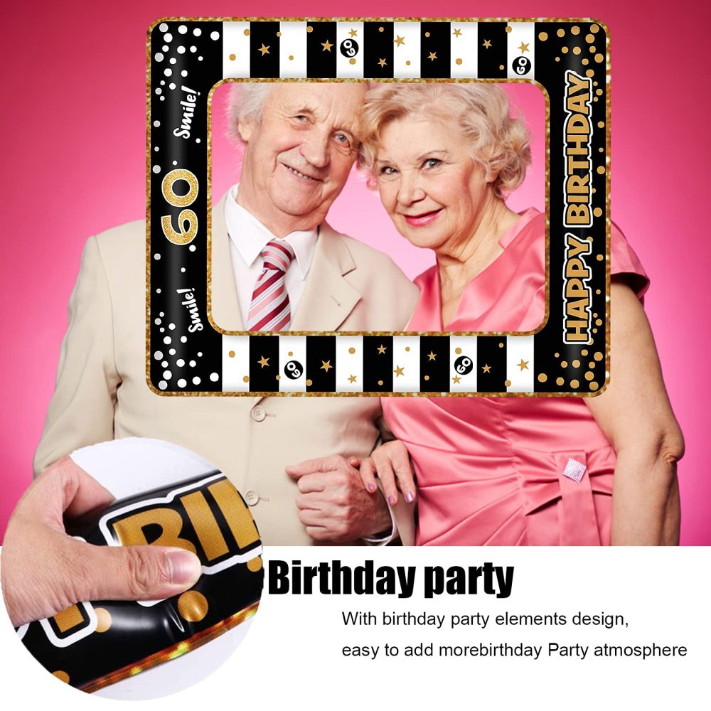 60th Birthday Photo Booth Props,Black Gold Inflatable Selfie Frame Picture Frame,Giant Inflatable Party Photo Booth Frame for 60th Birthday Party Decorations Supplies Men Women Favor Gift - Image 4