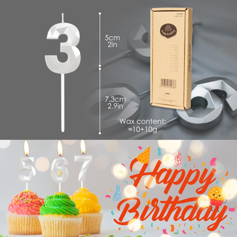 White 18th Birthday Candles for Cake, Number 18 Candle for 18th Birthday Decorations, 3D Design Cake Topper Decor for Boy Girl Women Men Birthday Theme Party Weddings Anniversary Celebration Supplies - Image 6