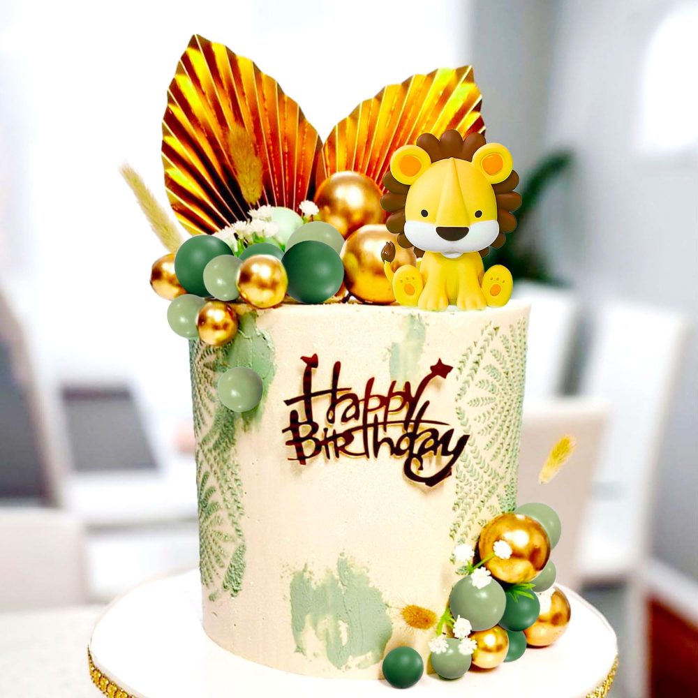 JeVenis Lion Cake Topper Lion Birthday Decorations Safari Animal Cake Toppers Safari Cake Topper Wild One Cake Topper Jungle Baby Shower Cake Topper Safari Baby Shower Cake Decorations - Image 3