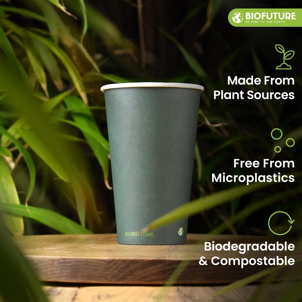 BIOFUTURE Biodegradable Party Cups, Eco-Friendly Disposable Paper Cups for Parties & Events - Biodegradable, Compostable, and Sustainable Drinkware, Certified EN 13432 (50 Pack) (Green, 16oz) - Image 2
