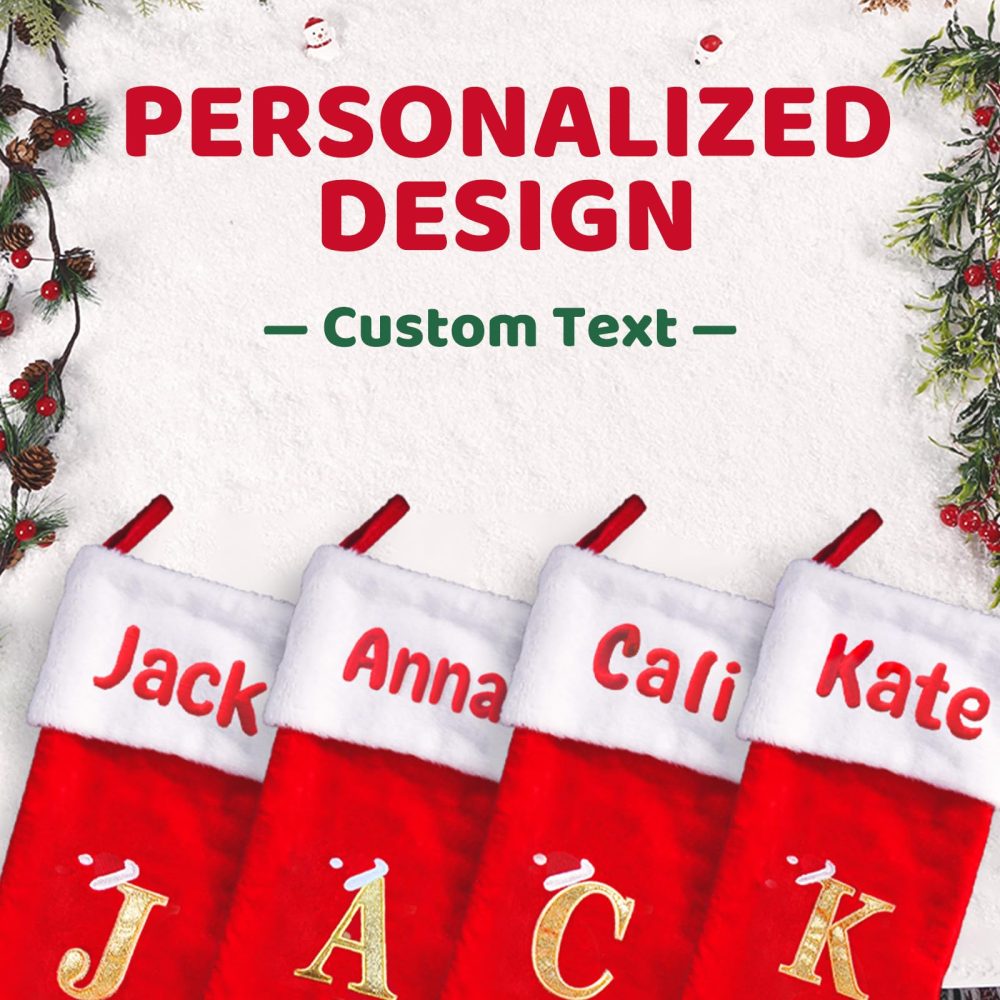 DPDP Large Initial Christmas Stocking-1 Pack 20 Inches Personalised Christmas Stockings, Soft Embroidered Christmas Stockings with Names - Image 5