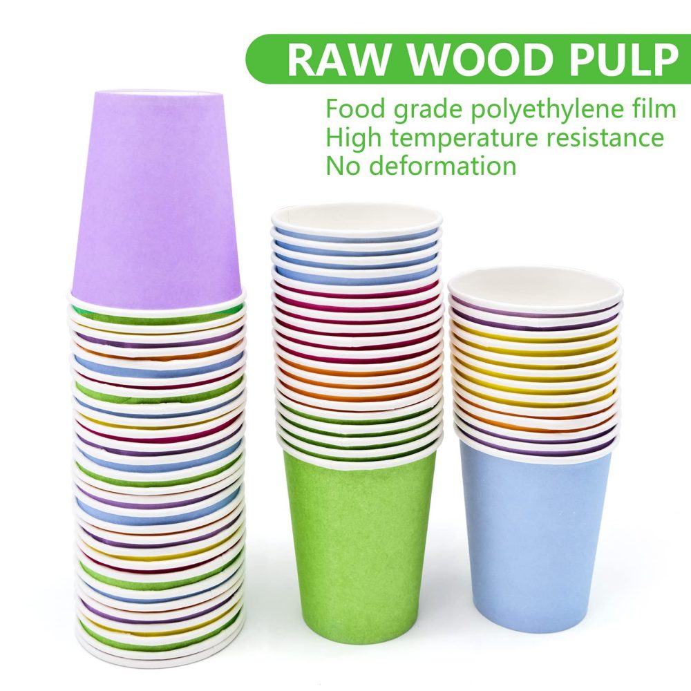 Cisolen 60 Pieces Disposable Paper Cups Color Paper Cups Multicolor Party Cups Drinking Cups Disposable Cups for Party Birthday Decoration Wedding - Image 2