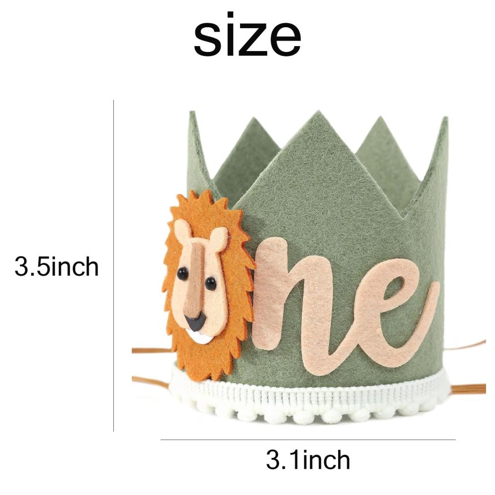 PSFXBM Baby First Birthday Crown, Jungle Wild One Hat 1st Birthday Hat Boy Lion Party Decorations, Suitable For Children'S Birthday Parties, Carnivals, Leaving Precious Memories For Children - Image 7