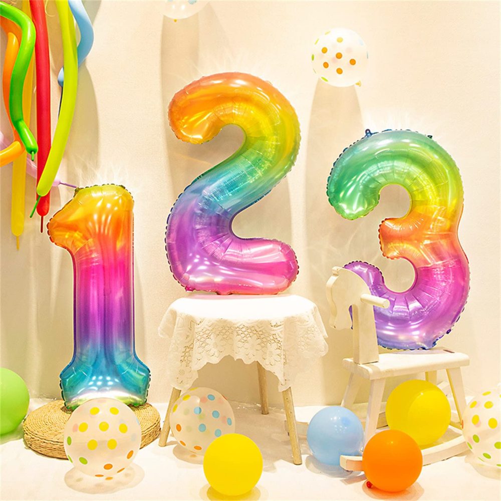 Rainbow Number 8 Balloons, 40 Inch 8th Birthday Foil Gradient Balloon for Girls, Giant Self Inflating Helium Mylar Foil Number Balloons 0-9 for Women 18th 80th Anniversary Party Decorations Supplies - Image 6