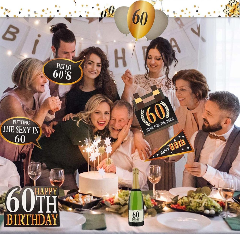 60th Birthday Photo Booth Frame, 60th Inflatable Selfie Frame and 24 Pcs 60th Birthday Photo Booth Props Black Gold Party Supplies Fun 60th Props for Ladies Men 60th Birthday Party Decorations - Image 2