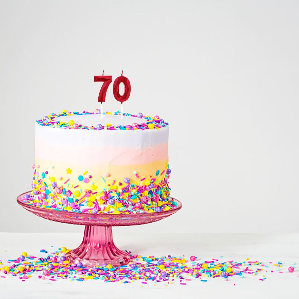 70th Birthday Candles, Red Number Candles Birthday Decoration, Happy Birthday Cake Toppers, for Birthday Parties Weddings Company Anniversaries (Red, 70) - Image 5