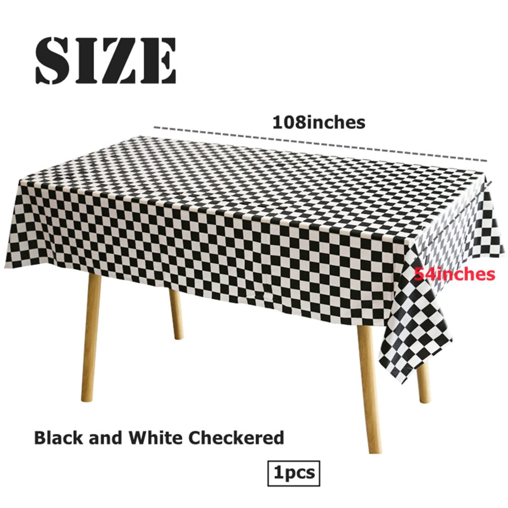 137*274cm Black and White Checkered Disposable Table Cloth Table Covers,Party Rectangular Tablecover Plastic Tablecloths for Racing Party,Picnic,Baby Shower,Wedding,Birthday Parties Decoration - Image 8