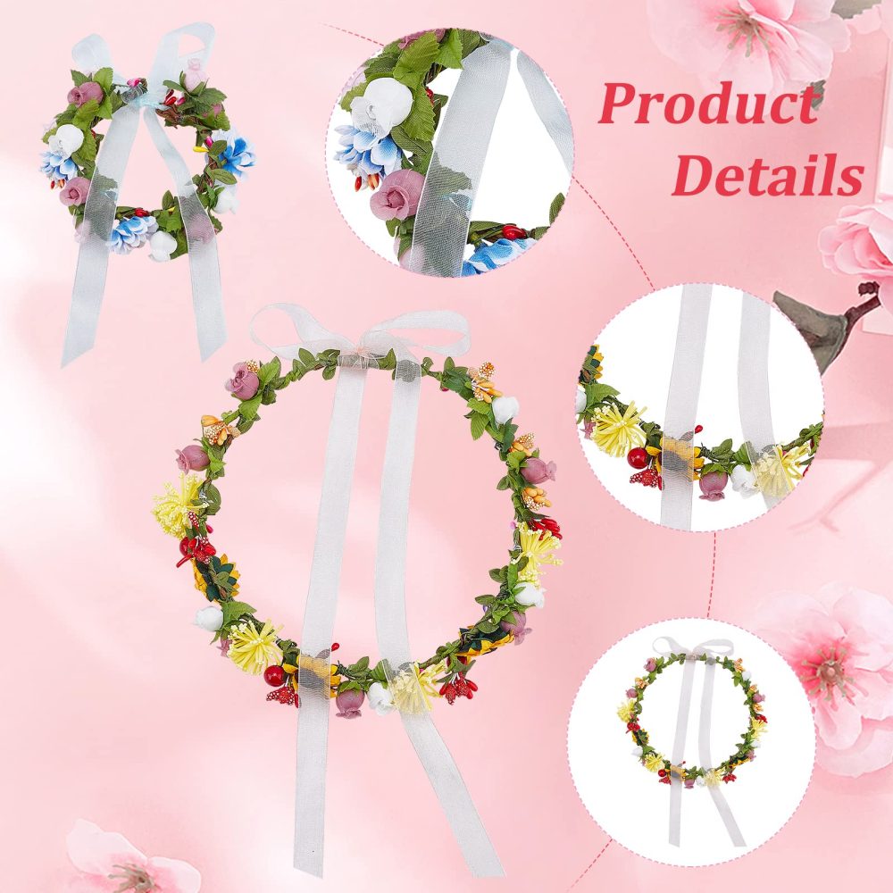 INFUNLY 20 Pcs DIY Flower Crowns Making Kit Handmade Floral Crown Garland Kit Make Your Own Flower Wreath Hair Accessories Gift for Wedding Birthday Party Favours DIY Arts and Crafts - Image 7