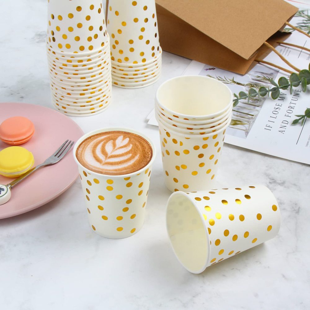 SULOLI Paper Cups, 60 Pack 9 Ounce Gold Cups Hen Do Cups Party Cup Hen Party Cups for Party Decoration - Image 5
