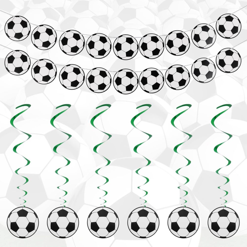 Abeillo 22 Pieces Football Party Decoration, Football Hanging Swirls Decorations Football Banner Garlands Soccer Pattern Cards Sports Themed Party Supplies for Kids Boys Football Fans Birthday Party
