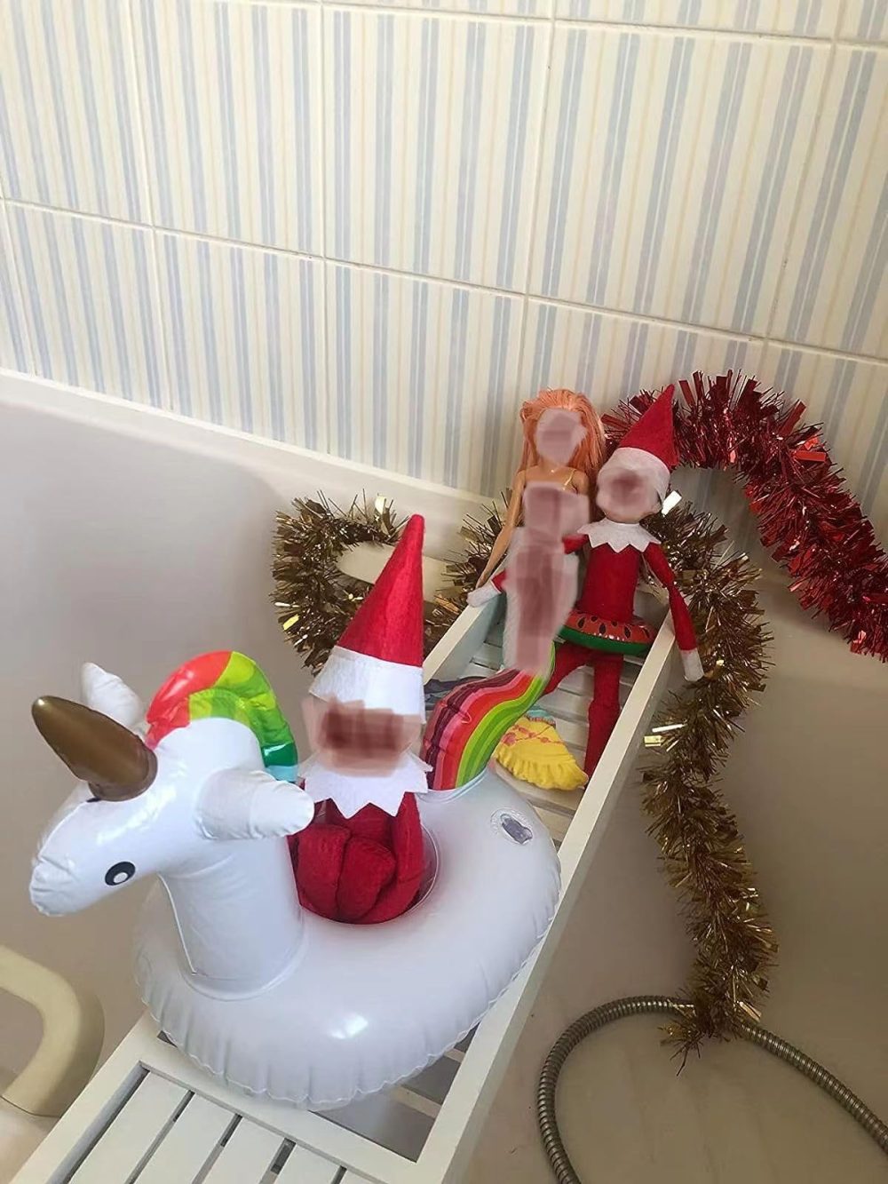 Inflatable Raft for Elf, Naughty Elf Accessories Props, Inflatable Drink Holders, Floating Cup Holders for Hot Tub, Flamingo Unicorn Drink Holder for Pool, & Repair Patches - Image 9