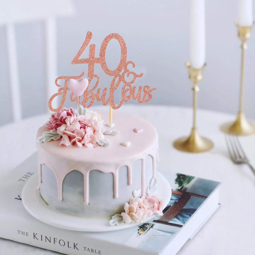 3Pcs 40 & Fabulous Cake Toppers 40 and Fabulous Cake Toppers for Happy 40th Birthday Cheers to 40 Party Decorations 40 Anniversary Birthday Cake Decorations Supplies - Image 5