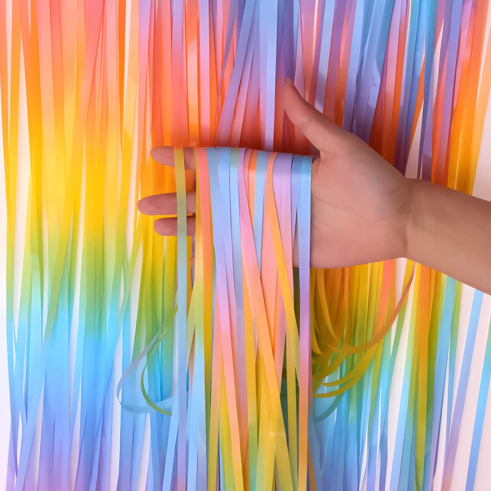 Pastel Rainbow Foil Fringe Curtain - GREATRIL Pastel Rainbow Backdrop Streamers for Kids Birthday/Classroom Decor/Unicorn/Princess/Halloween/Christmas Party Decorations (2 Pack) - Image 4