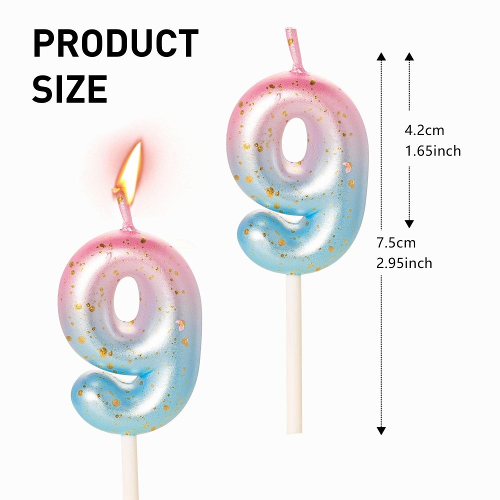Pink Blue 2nd Birthday Candle Mermaid Theme Number 2 Candle for Birthday Cake, 2 Birthday Candle 2nd Candle for Cake, 2nd Birthday Cake Candle Cake Toppers for 2 Year Old Girls Pink - Image 7