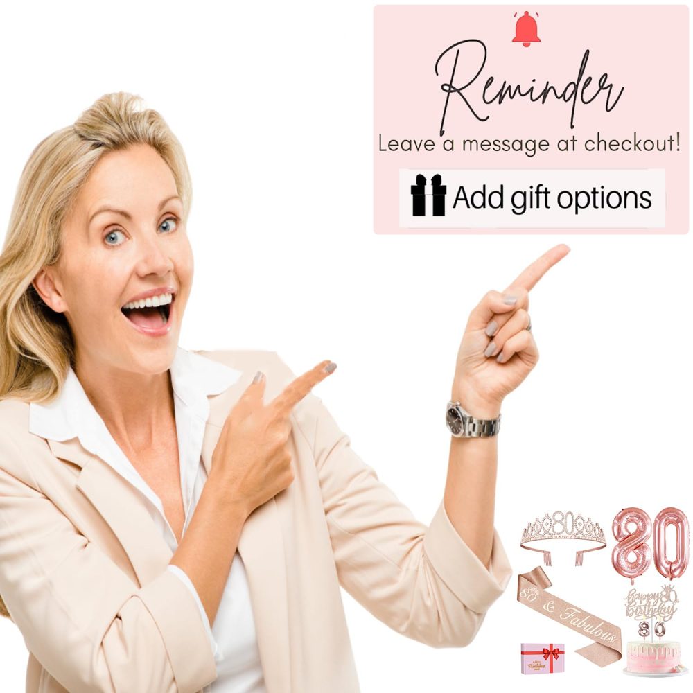 80th Birthday Decorations for Women, Including 80th Birthday Sash and Tiara/Crown, 80th Birthday Cake Topper and Candles, 80 Number Balloons, Rose Gold 80 Year Old Gifts for Women - Image 2