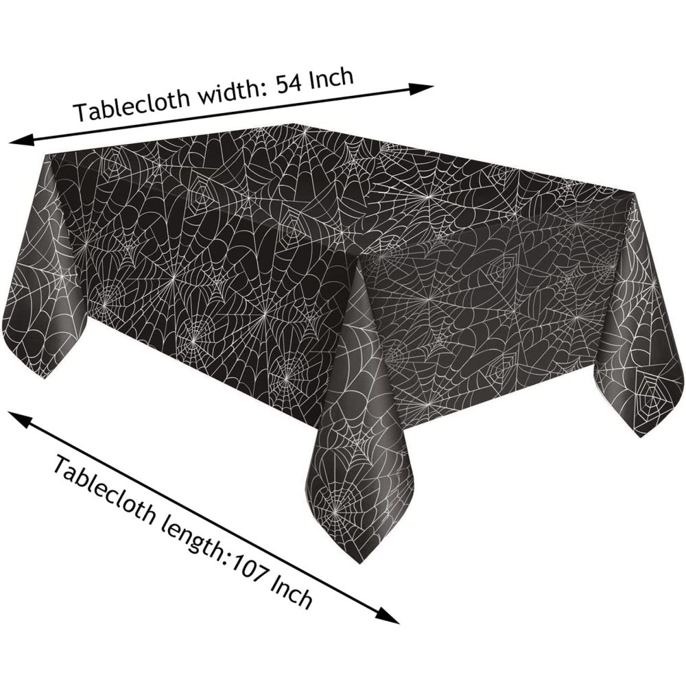Hamonical 54x107 Inch Halloween Tablecloth, Black Rectangular Spider Web Table Cover, Spillproof Washable PVC Table Topper, Perfect for Halloween Decoration, Dinner Parties - Image 5