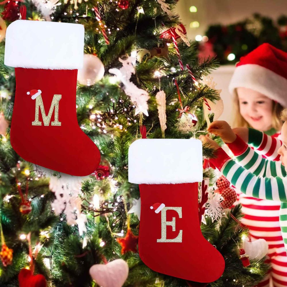 Christmas Stockings, Personalised 20 Inch Large Xmas Stockings, Monogram Christmas Stockings With Letters, Kids Christmas Stockings Sock Gift Bag For Xmas Decor Tree Decoration - Image 5