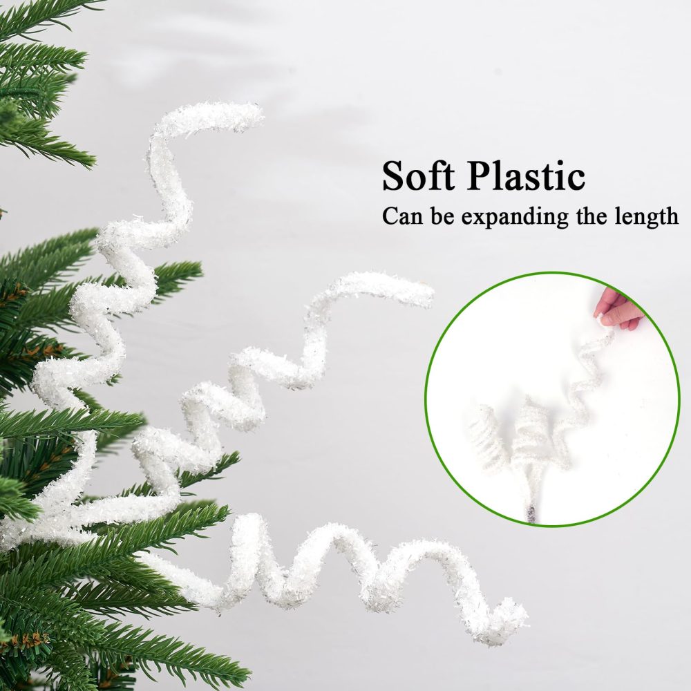 Lamris Christmas Tree Picks Curly Sprays 17 inches Set of 6 White Xmas Tree Topper Christmas Ornaments Decorations - Image 2