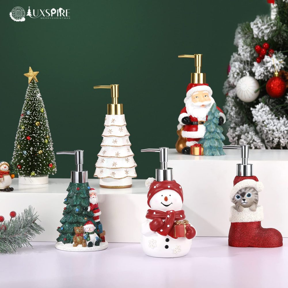Luxspire Snowman Soap Dispenser, Christmas Decor Resin Liquid Hand Soap Dispenser Refillable Dish Soap Lotion Bottle Jar No Leak for Kitchen Sink Shower Bathroom Countertop, 450ml - Image 4