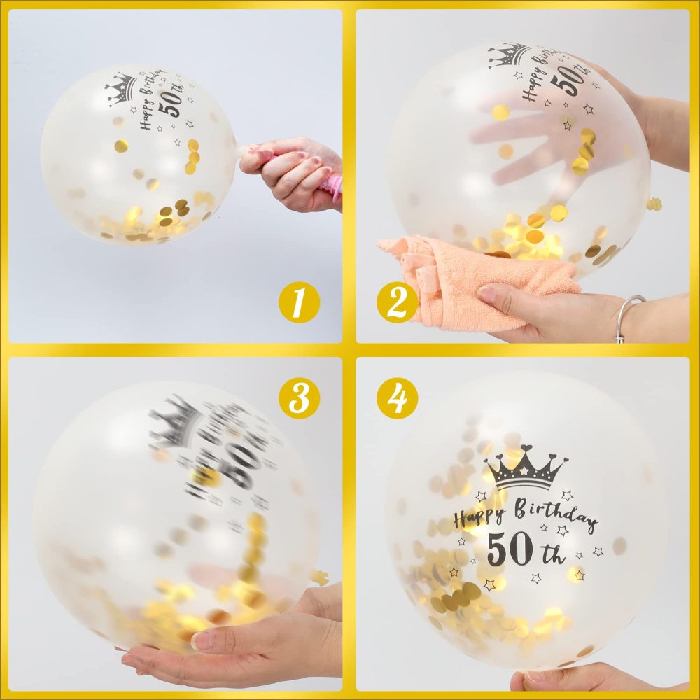22 Pcs 50th Birthday Decorations, Black Gold 50th Birthday Banners 12 Inches 50th Birthday Balloons for Women and Men 50th Party Decorations - Image 5