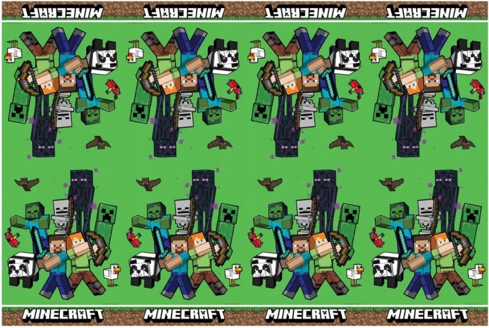Minecraft Tablecloth as Decoration for Children's Birthday Parties and Themed Parties Size: 120 x 180 cm, Wipe-Clean, Reusable, Children's Birthday Party Superhero - Image 2