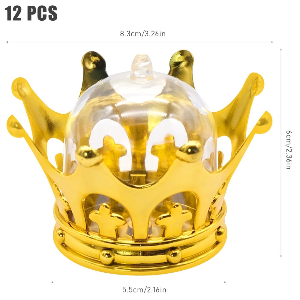 TULEBOLIAN Crown Candy Boxes Party Favorites, 12pcs Gold Fillable Crown With Dome Decorative Crown Candy Storage Boxes, Used For Baby Shower, Princess Party, Birthday Party, Wedding Decoration - Image 8