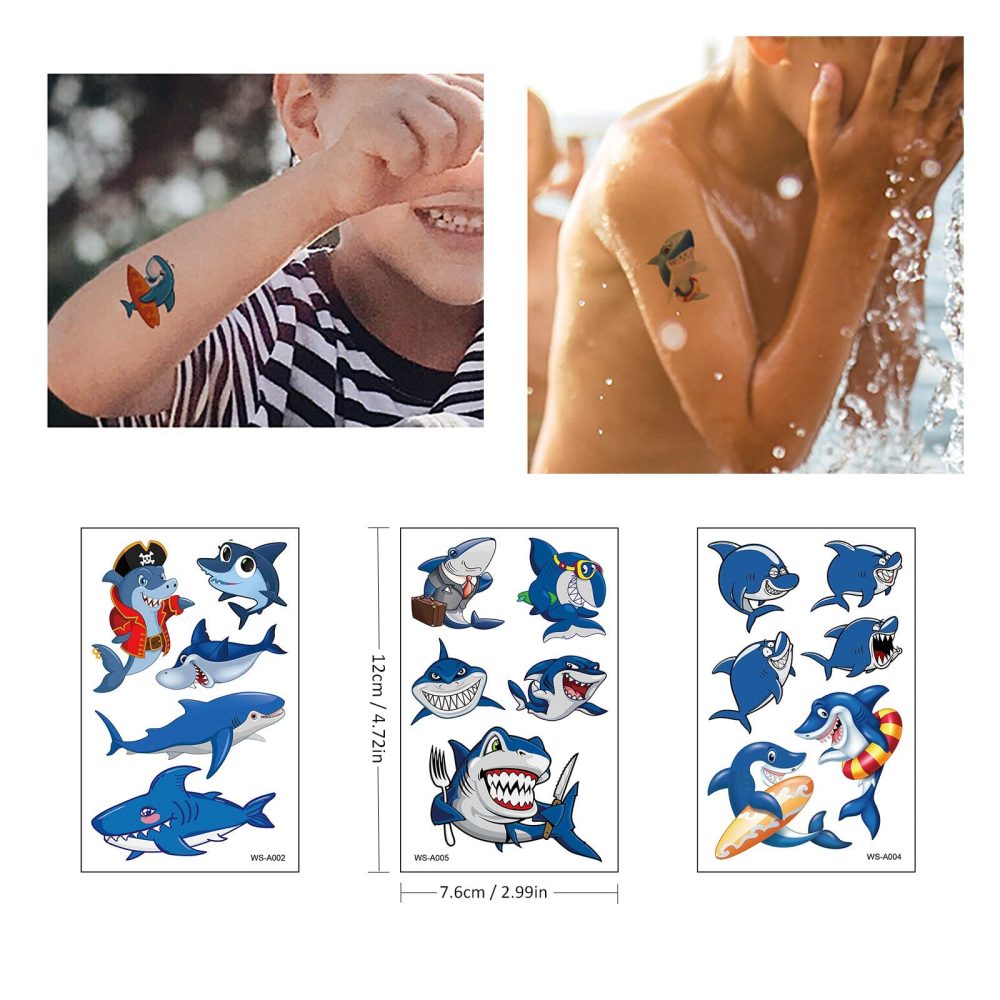 Kids Tattoos Shark Temporary Tattoo 10 Sheets, 100+ Fake Tattoo for Boys Girls Children Birthday Party Favors Bags Fillers - Image 5