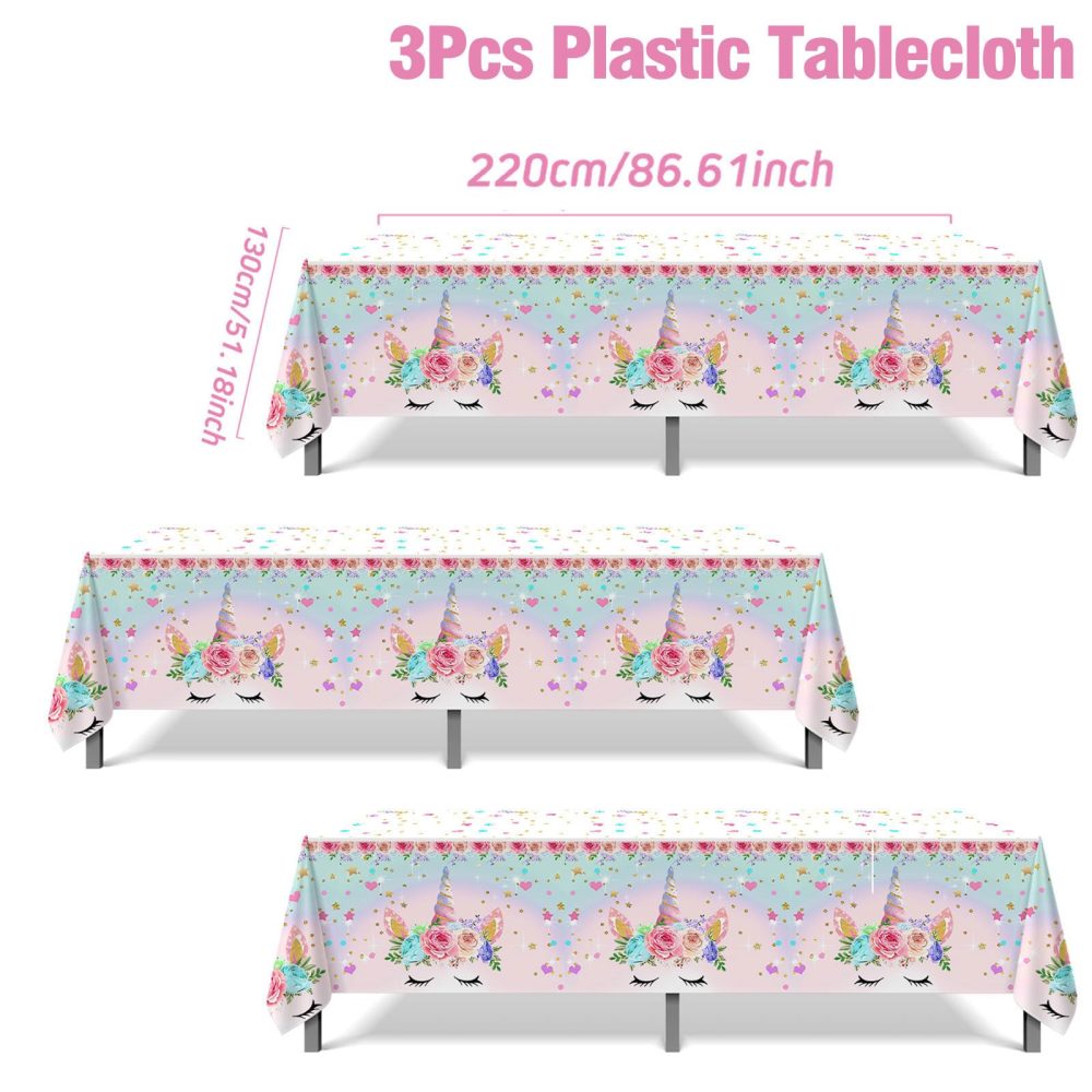 Frigg Unicorn Table Cloth Party, 3Pcs 220 * 130cm Unicorn Party Tablecloth, Party Supplies for Girls and Kids Birthday Party Unicorn Themed Table Decorations, Baby Shower Decorations - Image 9