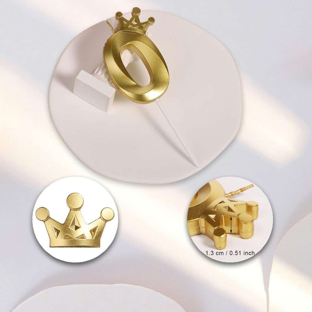 Birthday Candles for Cakes, Gold Crown Number Candle, Birthday Cake Decorations, Happy Birthday Candle, Cake Candles Cake Topper Decorations for Birthday Party Wedding Anniversary (Gold 0) - Image 5