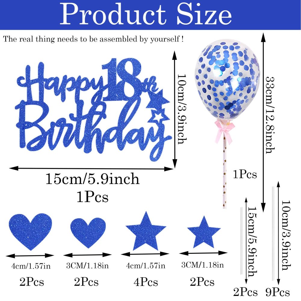 Personalised Happy 18th Birthday Cake Toppers Blue for Boy,Girl,Kids,Happy Birthday Sign for Cake,11p Glitter Cupcake Topper Cake Topper 18th Birthday Cake Decorations for 18th Birthday Party Supplies - Image 6